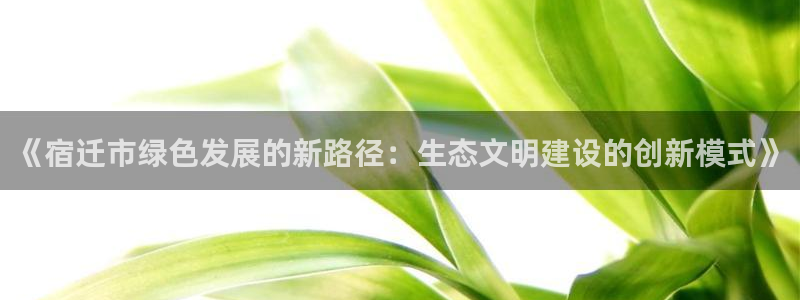 彩名堂官网计划客户端：《宿迁市绿色发